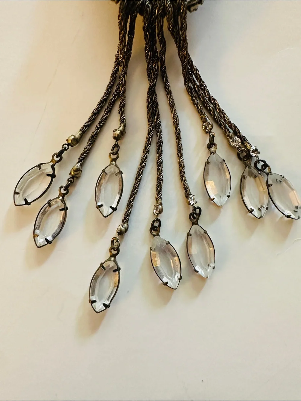 Banana Republic Broach Pin Vintage Dark Metal Filigree Chain Marquee Rhinestones